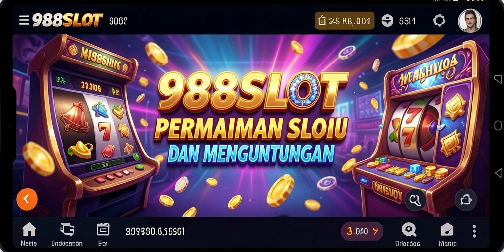 Tampilan gameplay <strong>988SLOT</strong> dengan berbagai slot yang menarik.
