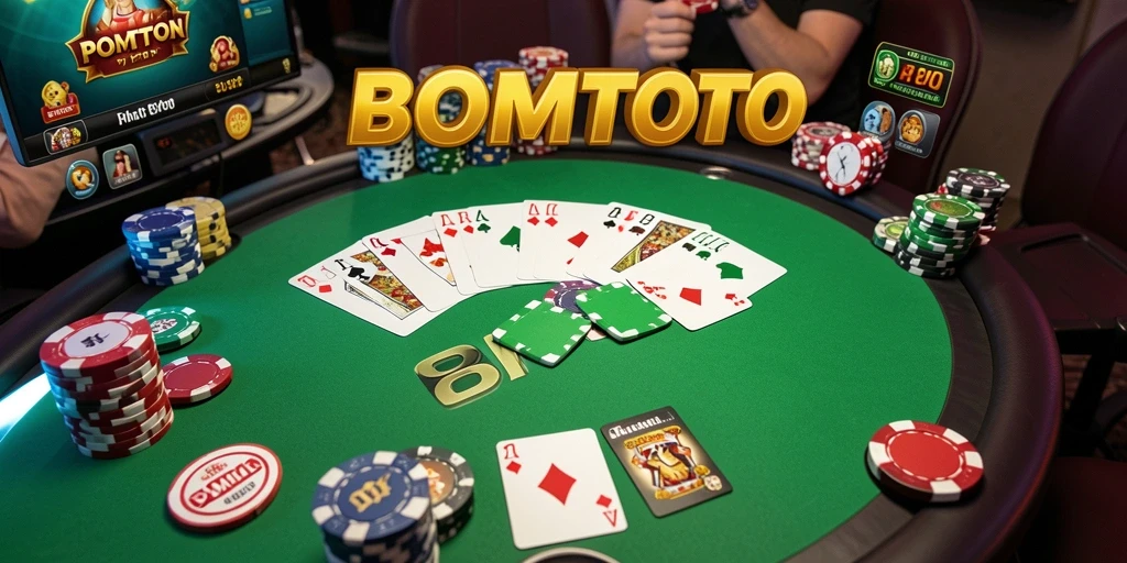 Screenshot utama BOMTOTO menampilkan aksi seru permainan Poker.