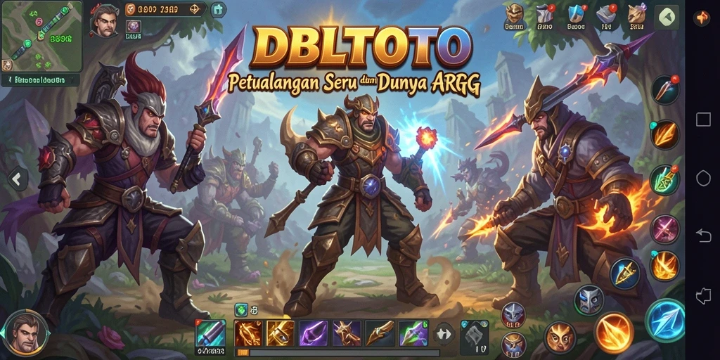 Screenshot utama DBLTOTO menampilkan pertarungan epik dalam gameplay ARPG.