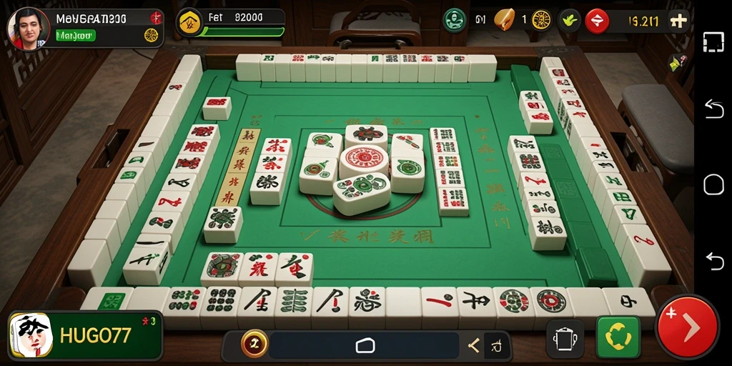 Tangkapan layar permainan HUGO77 dengan gameplay Mahjong yang seru.