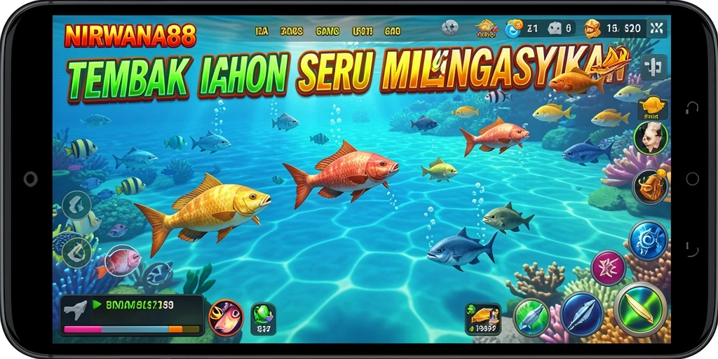 Screenshot gameplay menampilkan aksi menembak ikan di NIRWANA88.