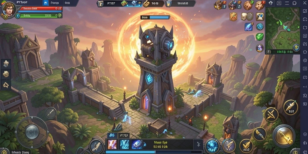 Gameplay seru Tower Defense di PT707 dengan menara strategis.