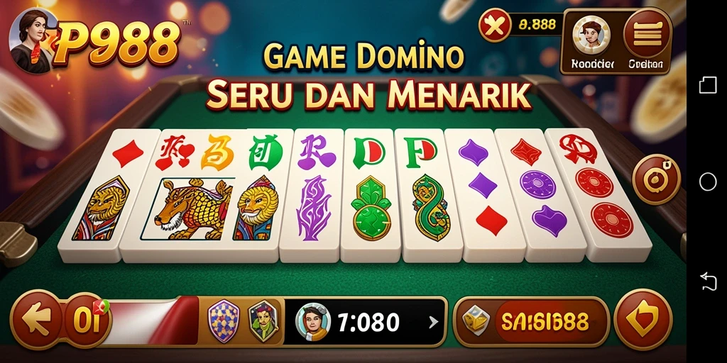 Tampilan permainan Domino yang seru dan interaktif di RP888.