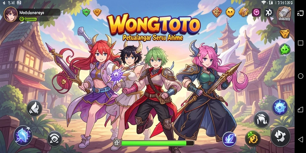 Screenshot gameplay WONGTOTO menampilkan aksi seru karakter anime.